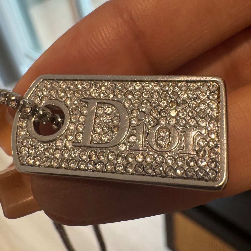 Christian Dior Crystal Dog tag Necklace - Picture 4 of 10